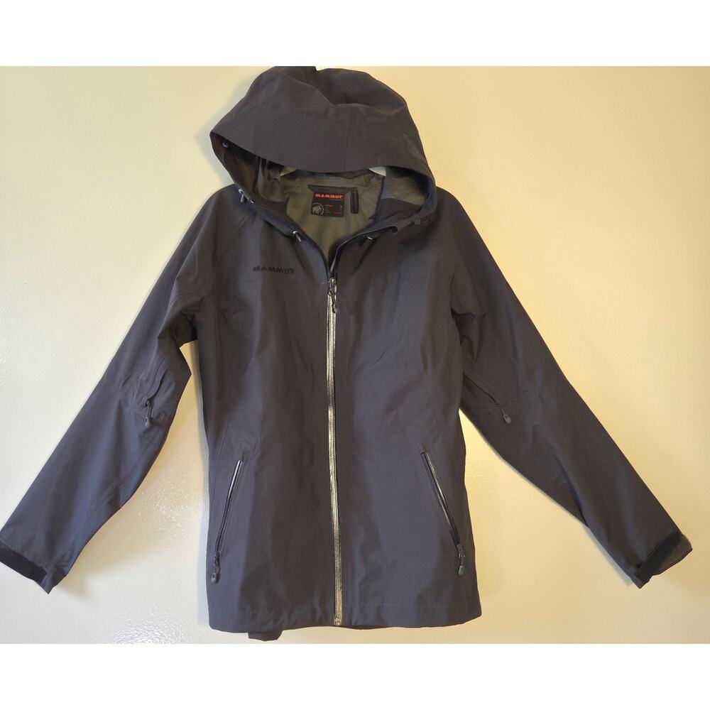 MAMMUT Black Alto Light Hooded Jacket Hard Shell Womens M Lightweight Hiking